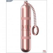 Мини-вибратор на цепочке Glittering Bullet, зарядка USB, цвет золотисто-розовый, размеры 90х18 мм, ML Creation ML13, длина 9 см., со скидкой