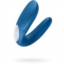 Вибромассажер для пар «Partner Whale» перезаряжаемый, цвет голубой, J2008-5, бренд Satisfyer, длина 9 см., со скидкой