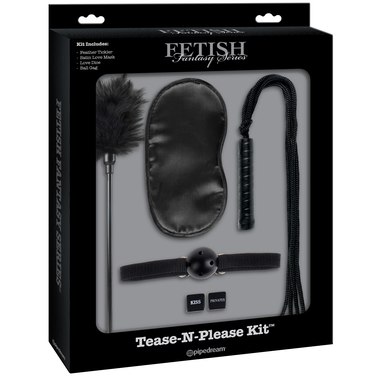 Набор для интимных удовольствий «Fetish Fantasy Limited Edition Tease-N-Please Kit Black» от компании PipeDream, цвет черный PD2024-23, из материала ПВХ, коллекция Fetish Fantasy Series, диаметр 4 см.