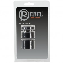 Набор для утяжки мошонки «Rebel Ball Stretching Kit» от компании Orion, цвет черный, 5331060000, из материала TPR, диаметр 2.5 см., со скидкой