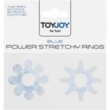 Набор эрекционных колец «Power Stretchy Rings», цвет голубой, Toy Joy TOY9938, из материала ПВХ, диаметр 1.5 см., со скидкой