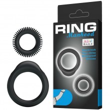 Набор эрекционных колец Baile «Ring Manhood», цвет черный, BI-210153-0801, из материала силикон, диаметр 3.3 см., со скидкой