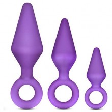 Набор гладких конусных анальных втулок с кольцами «Candy Rimmer Kit Purple», цвет фиолетовый, Blush Novelties BL-310181, длина 13.2 см.