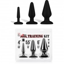 EroticFantasy «Anal Traning Kit» набор черных анальных пробок из силикона, диаметр 2 см.