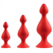 Набор из анальных силиконовых втулок «Menzstuff 3-Piece Anal Pawn Set», цвет красный, Dream Toys 21282, длина 14 см.