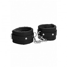 Наручники с плюшевой подкладкой и цепочкой «Plush Leather Hand Cuffs», черные, Shots Media OU267BLK, длина 30 см., со скидкой