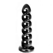 Насадка-фаллоимитатор-гигант ребристая «Hung System Toys Yoo-Hoo», диаметр 6.5 см, O-Products OPR-1050008, из материала ПВХ, цвет черный, длина 27.5 см.