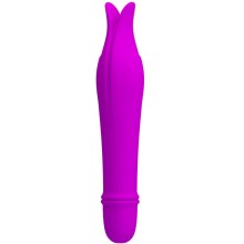 Небольшой женский вибратор классической формы с лепестками «Jeffrey», цвет фиолетовый, Baile Pretty Love BI-014502, из материала силикон, длина 14.5 см.