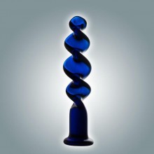 Спиральный стеклянный стимулятор «№65», цвет синий, Джага-Джага 0065 BX DD, из материала стекло, длина 18 см., со скидкой