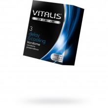 Охлаждающие латексные презервативы Vitalis «№3 Delay&Cooling», упаковка 3 шт, бренд R&S Consumer Goods GmbH, длина 18 см., со скидкой