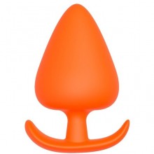 Широкая анальная пробка для ношения «Plug With T-Handle» с ограничителем, цвет оранжевый, Dream Toys 21459, длина 13.4 см.