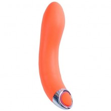 Гладкий изогнутый силиконовый G-вибратор «Purrfect Silicone G-Spot Vibrator», цвет оранжевый, Dream Toys 20961, длина 17.7 см.