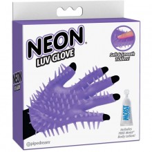 Перчатка для чувственного массажа «Neon Luv Glove» от компании PipeDream, цвет фиолетовый, 1446-12 PD, из материала TPE, длина 15.9 см., со скидкой