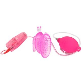 Мультискоростная женская помпа с вибрацией для клитора «Pleasure Pump - Butterfly Clitoral», розовая, Howells 54002-pinkHW, из материала TPR, цвет розовый, длина 10 см.