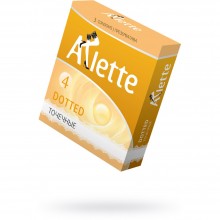 Стимулирующие латексные презервативы «№3 Dotted» с точками, упаковка 3 шт., бренд Arlette, длина 18.5 см., со скидкой