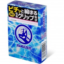 Рельефные стимулирующие латексные презервативы «Squeeze 5S», цвет прозрачный, упаковка 5 шт, 141063, бренд Sagami, длина 19 см., со скидкой