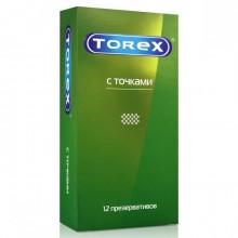 Латексные презервативы Torex со стимулирующими точками, упаковка 12 шт, 2304, цвет прозрачный, длина 18 см., со скидкой