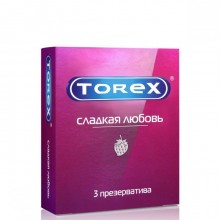 Латексные презервативы со ароматом клубники Torex «Сладкая любовь», упаковка 3 шт, 2293, длина 18 см., со скидкой