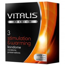 Латексные презервативы с разогревающим лубрикантом «№3 Stimulation & Warming», упаковка 3 шт, Vitalis INS4348VP, длина 18 см., со скидкой