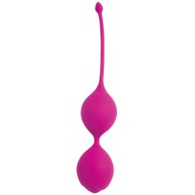 Яркие двойные силиконовые вагинальные шарики с хвостиком, цвет розовый, Cosmo CSM-23008-16, диаметр 3 см., со скидкой
