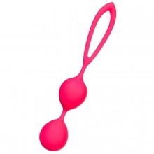 Ярко-розовые вагинальные шарики с петелькой, цвет розовый, ToyFa A-Toys 764015, из материала силикон, длина 17 см., со скидкой