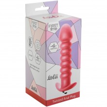 Анальная пробка с вибрацией First Time «Twisted Anal Plug Pink», цвет розовый, Lola Toys 5007-01lola, из материала силикон, коллекция First Time by Lola, длина 13 см., со скидкой