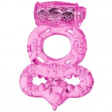 Двойное эрекционное кольцо «Love Ring» с вибрацией, цвет розовый, Toyfa 818037-3, из материала TPE, длина 5 см., со скидкой