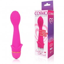 Розовый женский вибратор Cosmo, длина 137 мм, диаметр 34 мм, CSM-23098, бренд Bior Toys, из материала силикон, длина 13.7 см.