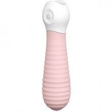 Компактный силиконовый вибромассажер для женщин «Ribbed Baby Boo» от компании Dream Toys, цвет розовый, 21387, длина 12 см.