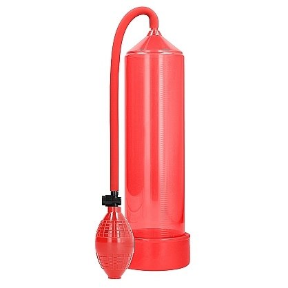Вакуумная помпа для мужчин с ручным насосом в виде груши «Classic Penis Pump», цвет красный, Shots Media PMP001RED, длина 30 см., со скидкой