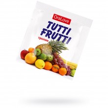 Съедобная гель-смазка «Tutti-Frutti OraLove» для орального секса со вкусом экзотических фруктов, объем 20 шт по 4 мл, Биоритм 30006, из материала водная основа, 80 мл., со скидкой