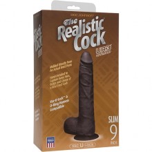 Съемный фаллоимитатор-реалистик для системы Vac-U-Lock «Realictic Cock 9inch», цвет черный, 276-25 BX DJ, бренд Doc Johnson, длина 24 см.