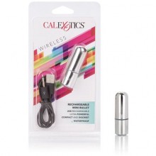 Перезаряжаемая вибропуля классической формы «Mini Bullet» от компании California Exotic Novelties, цвет серебристый, SE-0062-10-2, бренд CalExotics, со скидкой