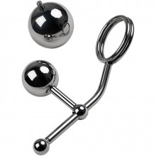 Бондажные стринги со сменными шарами, цвет серебряный, Toyfa 717123, из материала металл, диаметр 5 см.