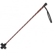 Красно-черный плетеный стек из кожи со шлепком в виде креста, Sitabella 4039-12, бренд СК-Визит, длина 60 см., со скидкой