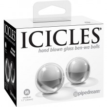 Стеклянные вагинальные шарики «Glass Ben-Wa Balls» из коллекции ICICLES от компании PipeDream, цвет прозрачный, 2942-00 PD, диаметр 3 см., со скидкой