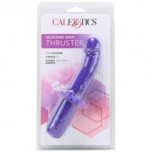Силиконовый рельефный фаллос-стимулятор «Silicone Grip Thruster» с ручкой-ограничителем, цвет фиолетовый, California Exotic Novelties SE-0315-10-2, бренд CalExotics, длина 11.5 см., со скидкой