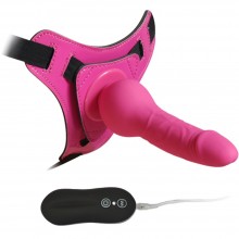 Страпон 10 Mode Vibrations 6.3 Harness Silicone Dildo Pink, длина 15.5 см, диаметр 2.8 см, 92005pinkHW, из материала силикон, цвет розовый, длина 15.5 см.