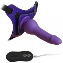 Страпон 10 Mode Vibrations 6.3 Harness Silicone Dildo Purple, длина 15.5 см, диаметр 2.8 см, 92005PurpleHW, из материала силикон, длина 15.5 см., со скидкой