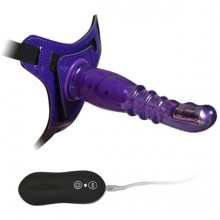Трусики с вибрирующей насадкой 10 Mode Vibrations 8 Harness G spot Dong Purple, длина 18.7 , диаметр 3.9 см, 92003PurpleHW, длина 18.7 см.