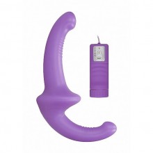 Двухсторонний эргономичный безремневой страпон Ouch «Purple», цвет фиолетовый, Shots Media SH-OU323PUR, длина 12 см., со скидкой