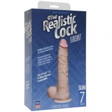 Реалистичный фаллос на присоске «Vac-U-Lock Realictic Cock Slim 7inch», Doc Johnson 0276-20-BX, длина 19.05 см.