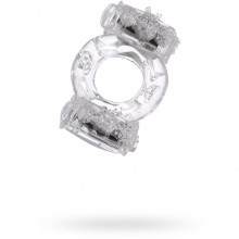 Кольцо на член с двумя вибромоторами «Vibrating Ring 818033-1», цвет прозрачный, диаметр 2 см, бренд ToyFa, диаметр 2 см., со скидкой