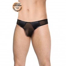 Сексуальные трусы-стринги со вставками из Wetlook материала «SoftLine Mens Collection», цвет черный, размер M/L, из материала полиамид, со скидкой