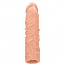 Увеличивающая телесная насадка «Penis Extender» Shots Media REA071FLE, из материала TPE, цвет телесный, длина 17.5 см.