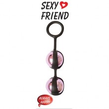 Женские вагинальные шарики на силиконовой сцепке с кольцом, диаметр 3.5 см, цвет розовый, Sexy Friend BIOSF-70169