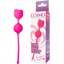 Силиконовые вагинальные шарики для интимных тренировок на шнурке, цвет розовый, Cosmo BIOCSM-23009-25, бренд Bior Toys, диаметр 2.7 см.