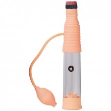 Вакуумный массажер-помпа с грушей и встроенным вибратором «Vibrating Penis Developer», цвет телесный, Seven Creations 12-BX, длина 30 см., со скидкой