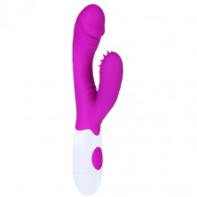 Силиконовый женский вибратор с клиторальным стимулятором «Pretty Love», Baile BI-014264, цвет фиолетовый, длина 20.5 см., со скидкой