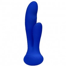 Силиконовый женский премиум вибратор Elegance «G-Spot and Clitoral Vibrator Flair Blue» с клиторальным стимулятором, цвет синий, Shots Media SH-ELE013BLU, длина 17.5 см., со скидкой